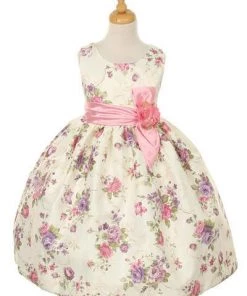 Kids Girls Sleeveless Floral Print Dress By Cinderella Couture ME529