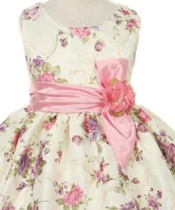 Kids Girls Sleeveless Floral Print Dress By Cinderella Couture ME529