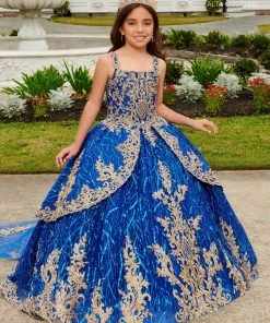 Mary's Bridal Mini Quince Collection Girls Sleeveless Glitter Print Gown By Mary's Bridal MQ4033