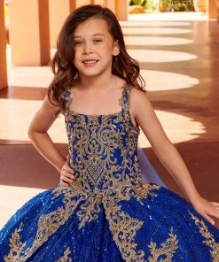 Mary's Bridal Mini Quince Collection Girls Sleeveless Glitter Print Gown By Mary's Bridal MQ4033