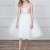 Calla Collection Girls Sleeveless Ivory Tea Length Dress With Metallic Bodice Flower Girl Dresses