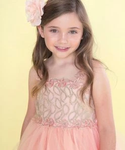 Calla Collection Girls Sleeveless Tea Length Dress With Embellished Bodice