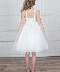 Calla Collection Flower Girl Dresses Girls Sleeveless Tea Length Dress With Floral Embroidery