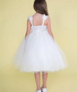 Calla Collection Girls Sleeveless Tulle Dress With Floral Appliques Flower Girl Dresses