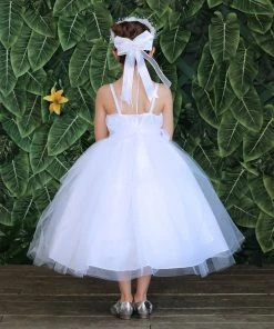 Calla Collection Girls Sleeveless Tulle Dress With Leaf Appliques By Calla D778