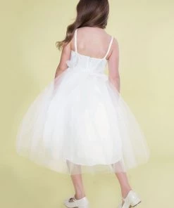 Calla Collection Girls Sleeveless Tulle Dress With Leaf Appliques By Calla D778