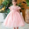 Calla Collection Flower Girl Dresses Girls Tea Length Dress With Floral Applique Cape By Calla D788