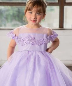 Calla Collection Flower Girl Dresses Girls Tea Length Dress With Floral Applique Cape By Calla D788