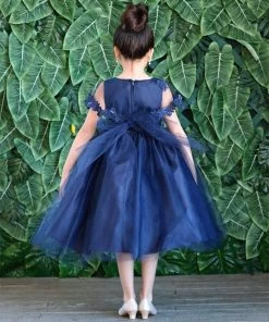 Calla Collection Flower Girl Dresses Girls Tea Length Dress With Floral Applique Cape By Calla D788