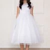 Calla Collection Flower Girl Dresses Girls Tea Length Dress With Lace Bodice By Calla D757