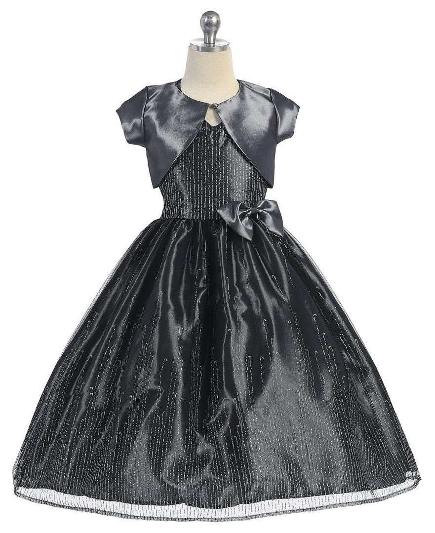 Calla Collection Girls Tea Length Glitter Dress With Bolero By Calla KD2456A 8 Calla Collection Girls Tea Length Glitter Dress With Bolero By Calla KD2456A