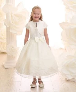 Calla Collection Girls Tea Length Glitter Dress With Bolero By Calla KD2456A 19 Calla Collection Girls Tea Length Glitter Dress With Bolero By Calla KD2456A