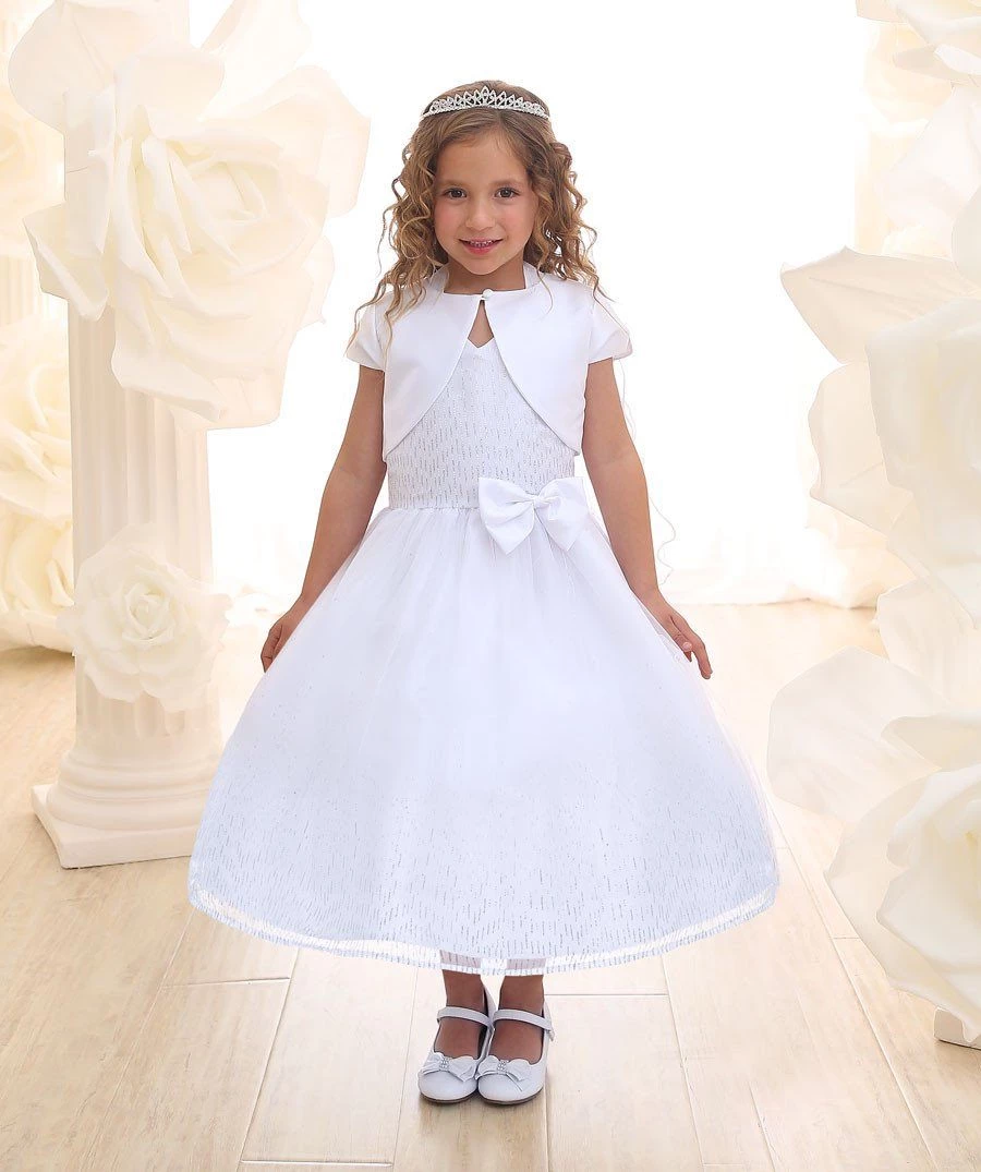 Calla Collection Girls Tea Length Glitter Dress With Bolero By Calla KD2456A 6 Calla Collection Girls Tea Length Glitter Dress With Bolero By Calla KD2456A