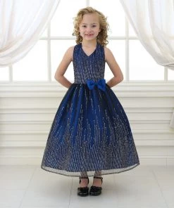 Calla Collection Girls Tea Length Glitter Dress With Bolero By Calla KD2456A