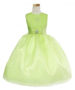 Calla Collection Girls Tea Length Organza Dress With Glitter Bodice Flower Girl Dresses