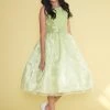 Calla Collection Girls Tea Length Organza Dress With Glitter Bodice Flower Girl Dresses