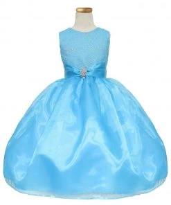 Calla Collection Girls Tea Length Organza Dress With Glitter Bodice Flower Girl Dresses