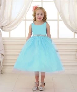 Calla Collection Girls Tea Length Tulle Dress With Beaded Waistline 43 Calla Collection Girls Tea Length Tulle Dress With Beaded Waistline