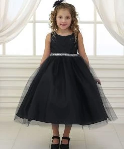 Calla Collection Girls Tea Length Tulle Dress With Beaded Waistline 44 Calla Collection Girls Tea Length Tulle Dress With Beaded Waistline