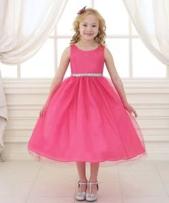 Calla Collection Girls Tea Length Tulle Dress With Beaded Waistline 28 Calla Collection Girls Tea Length Tulle Dress With Beaded Waistline