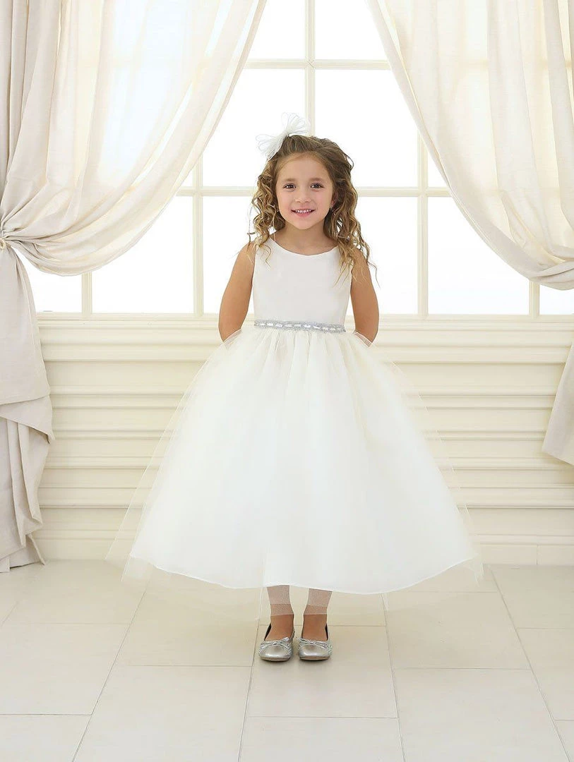 Calla Collection Girls Tea Length Tulle Dress With Beaded Waistline 12 Calla Collection Girls Tea Length Tulle Dress With Beaded Waistline