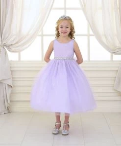 Calla Collection Girls Tea Length Tulle Dress With Beaded Waistline 34 Calla Collection Girls Tea Length Tulle Dress With Beaded Waistline