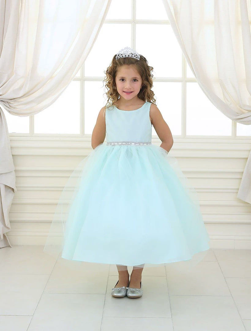 Calla Collection Girls Tea Length Tulle Dress With Beaded Waistline 9 Calla Collection Girls Tea Length Tulle Dress With Beaded Waistline
