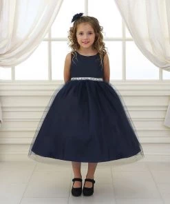 Calla Collection Girls Tea Length Tulle Dress With Beaded Waistline 26 Calla Collection Girls Tea Length Tulle Dress With Beaded Waistline