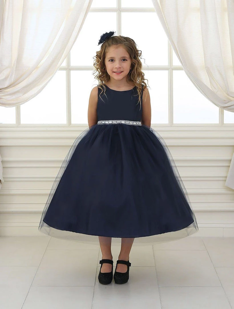 Calla Collection Girls Tea Length Tulle Dress With Beaded Waistline 5 Calla Collection Girls Tea Length Tulle Dress With Beaded Waistline