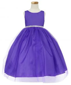 Calla Collection Girls Tea Length Tulle Dress With Beaded Waistline 36 Calla Collection Girls Tea Length Tulle Dress With Beaded Waistline