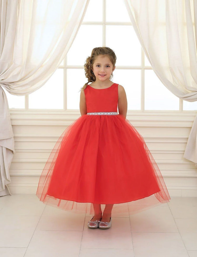 Calla Collection Girls Tea Length Tulle Dress With Beaded Waistline 16 Calla Collection Girls Tea Length Tulle Dress With Beaded Waistline