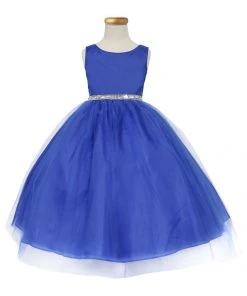 Calla Collection Girls Tea Length Tulle Dress With Beaded Waistline 38 Calla Collection Girls Tea Length Tulle Dress With Beaded Waistline