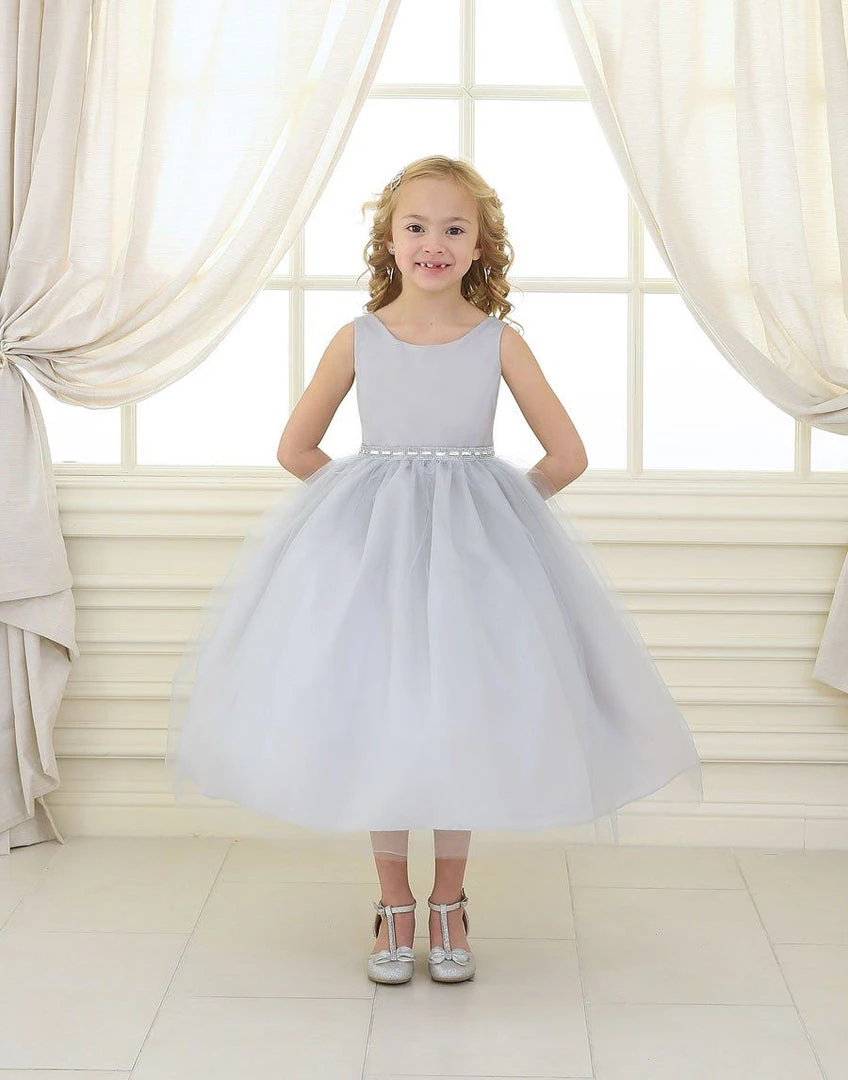 Calla Collection Girls Tea Length Tulle Dress With Beaded Waistline 18 Calla Collection Girls Tea Length Tulle Dress With Beaded Waistline