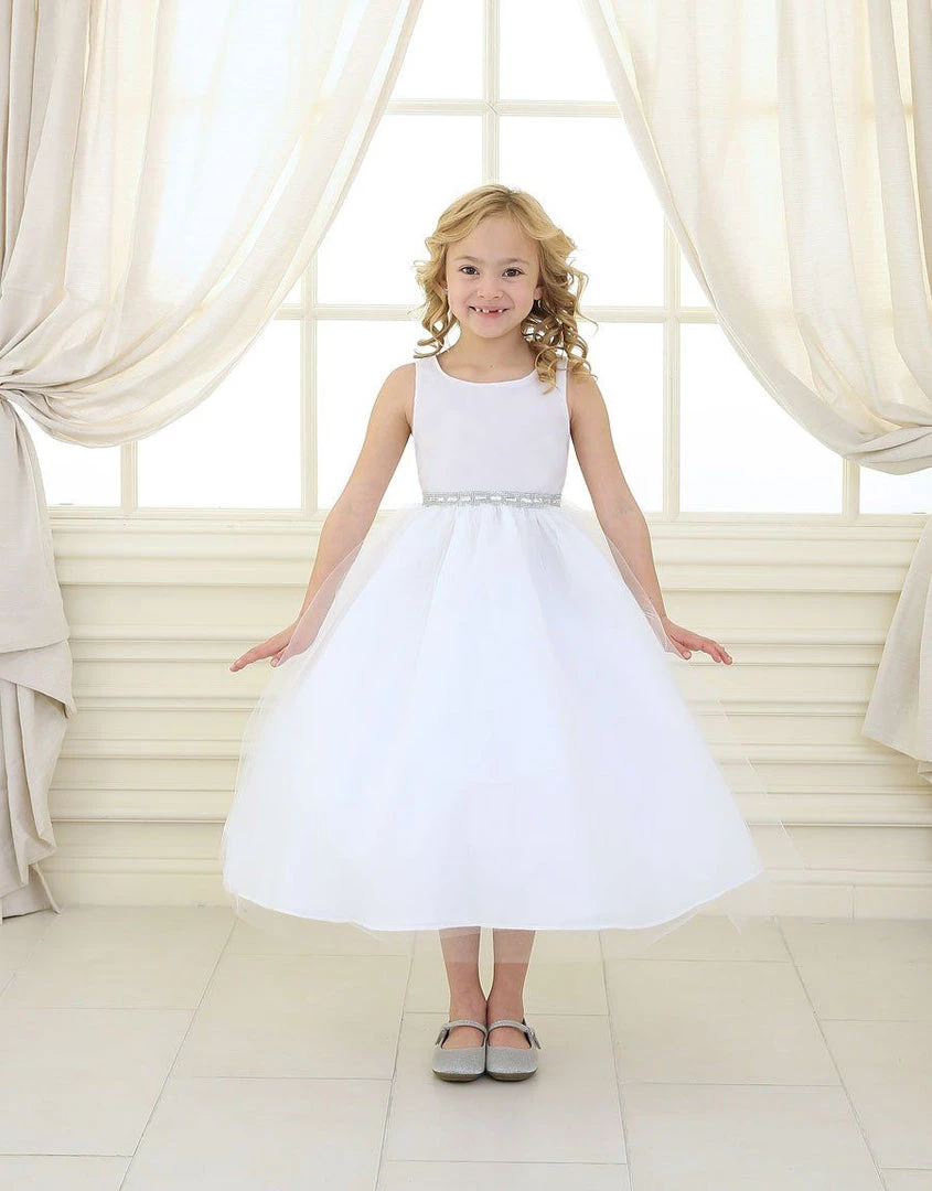 Calla Collection Girls Tea Length Tulle Dress With Beaded Waistline 19 Calla Collection Girls Tea Length Tulle Dress With Beaded Waistline