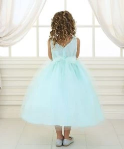 Calla Collection Girls Tea Length Tulle Dress With Beaded Waistline 31 Calla Collection Girls Tea Length Tulle Dress With Beaded Waistline