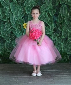 Calla Collection Girls Tea Length Tulle Dress With Embroidered Bodice By Calla D792 Flower Girl Dresses 60 Calla Collection Girls Tea Length Tulle Dress With Embroidered Bodice By Calla D792 Flower Girl Dresses