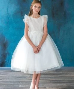 Calla Collection Girls Tulle Dress With Short Sleeves By Calla D794 Flower Girl Dresses