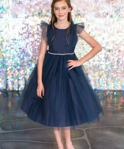 Calla Collection Girls Tulle Dress With Short Sleeves By Calla D794 Flower Girl Dresses