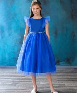 Calla Collection Girls Tulle Dress With Short Sleeves By Calla D794 Flower Girl Dresses