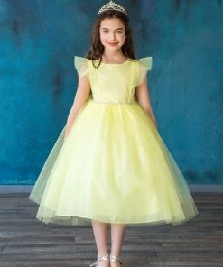 Calla Collection Girls Tulle Dress With Short Sleeves By Calla D794 Flower Girl Dresses