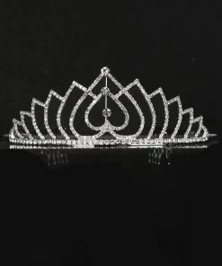 Cinderella Couture Kids Girls Upside Down Heart Silver Tiara With Comb