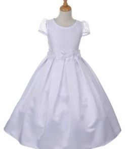 Cinderella Couture Girls White Lace Dress With Rosettes Kids