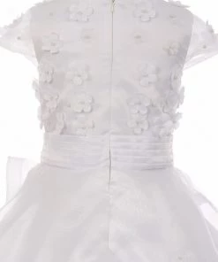 Girls White Layered Dress With Cap Sleeves By Cinderella Couture 2903 Flower Girl Dresses