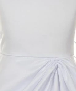 Cinderella Couture Girls White Tea Length Dress With Lilac Floral Sash