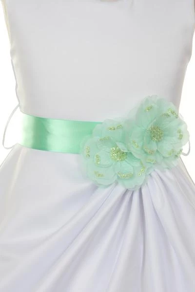 Cinderella Couture Girls White Tea Length Dress With Magenta Floral Sash Flower Girl Dresses 5 Cinderella Couture Girls White Tea Length Dress With Magenta Floral Sash Flower Girl Dresses