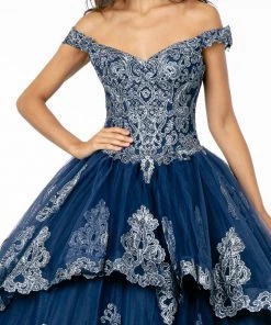 Glitter Applique Off Shoulder Ball Gown By Elizabeth K GL1819 11 Glitter Applique Off Shoulder Ball Gown By Elizabeth K GL1819