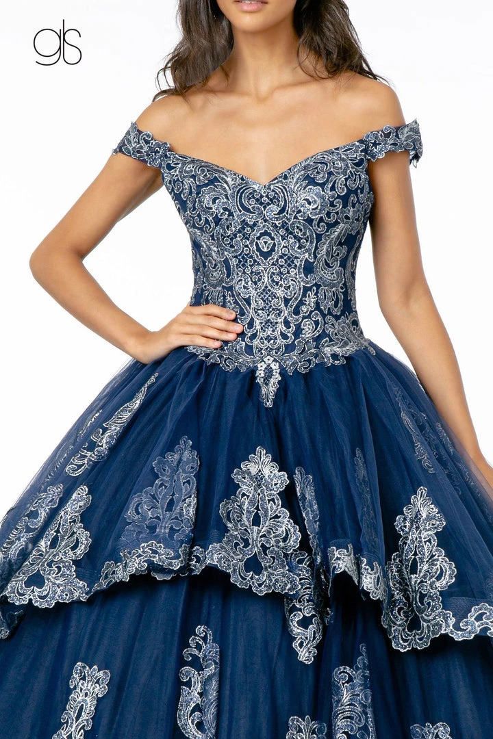 Glitter Applique Off Shoulder Ball Gown By Elizabeth K GL1819 5 Glitter Applique Off Shoulder Ball Gown By Elizabeth K GL1819