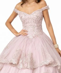 Glitter Applique Off Shoulder Ball Gown By Elizabeth K GL1819 14 Glitter Applique Off Shoulder Ball Gown By Elizabeth K GL1819