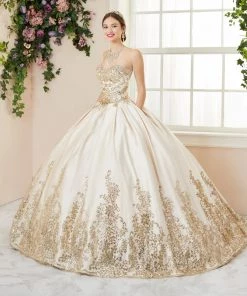 Glitter Applique Strapless Quinceanera Dress By House Of Wu 26966