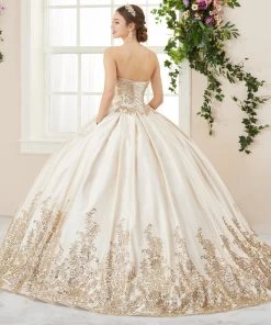 Glitter Applique Strapless Quinceanera Dress By House Of Wu 26966